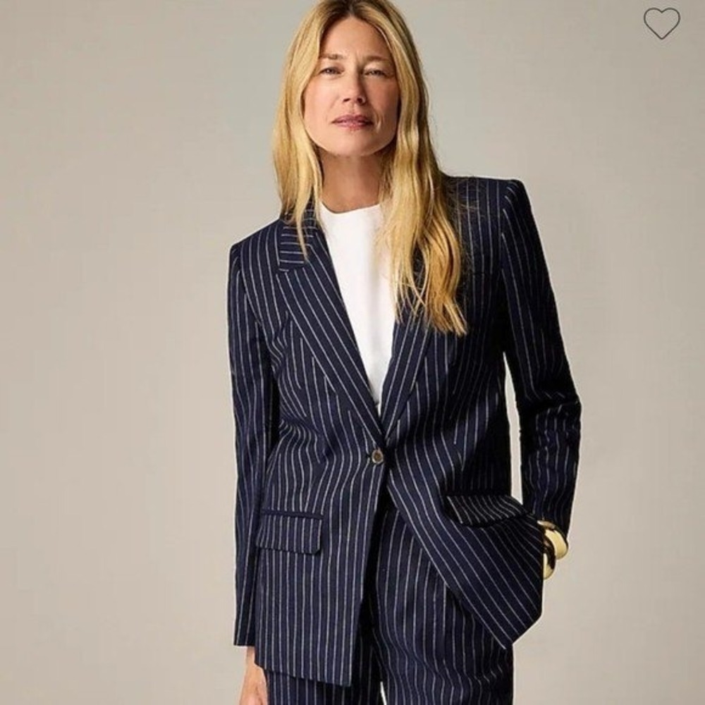 J.Crew Collection Vivienne Pinstripe Blazer in Navy Italian Wool Blend Size 4